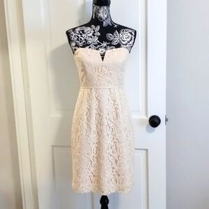 🆕️ 🍾J. Crew🍾 - Champagne "Leavers Lace" Strapless Cathleen Sheath Dress